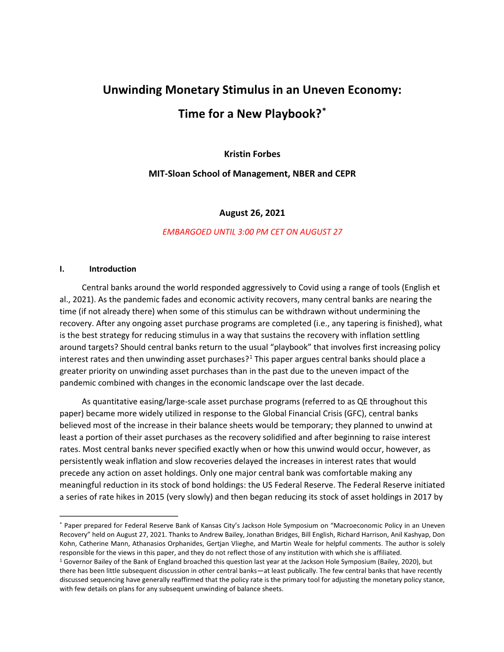 Unwinding Monetary Stimulus in an Uneven Economy: Time for a New