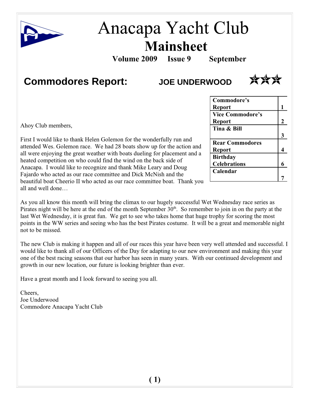 Commodore S Report Larry Listing