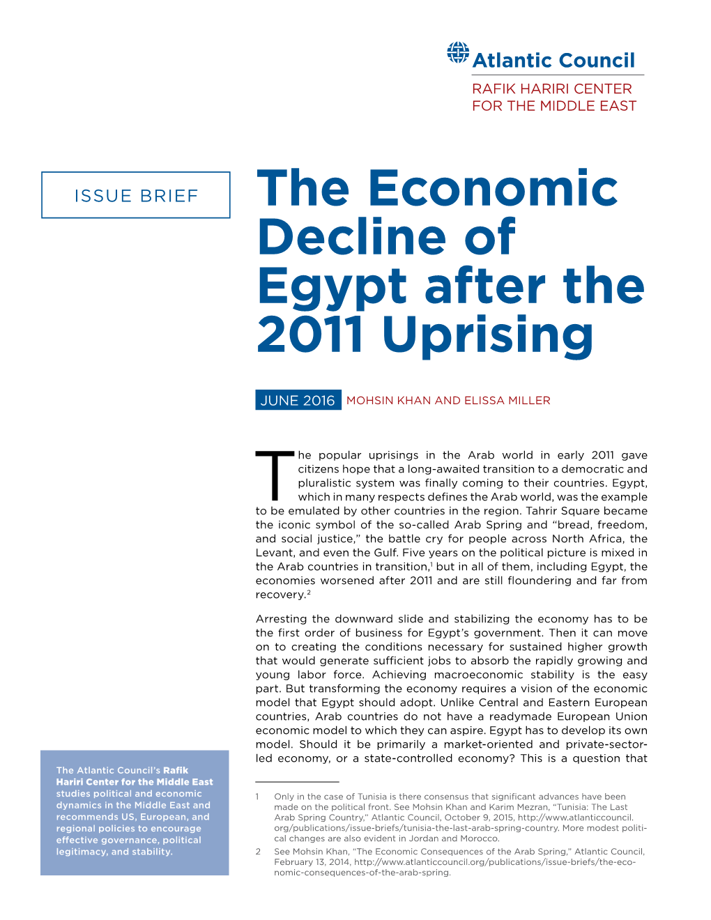 The Economic Decline of Egypt After the 2011 Uprising