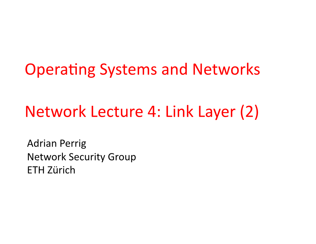 Operayng Systems and Networks