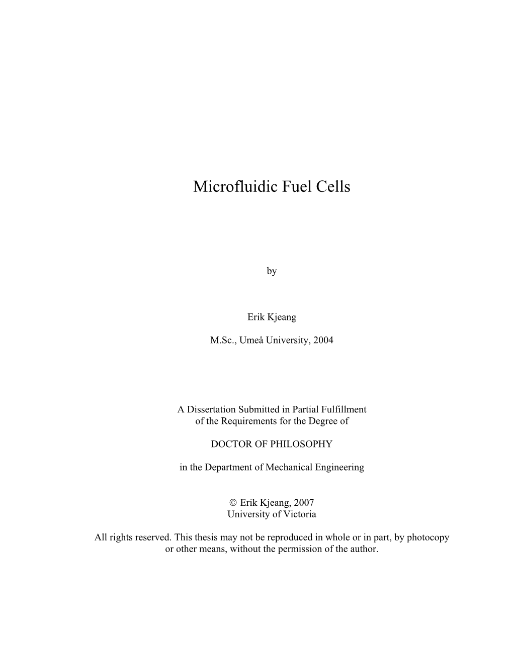 Microfluidic Fuel Cells