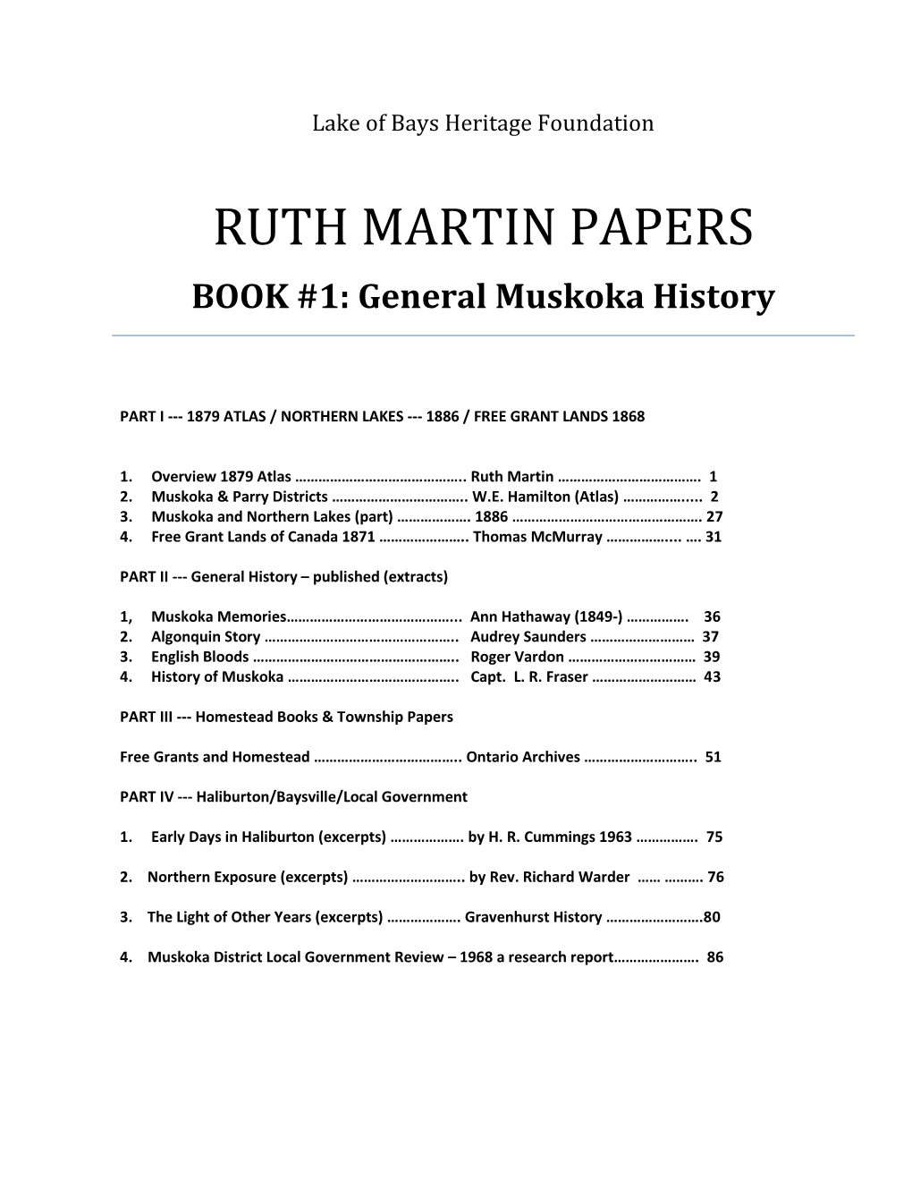 The Ruth Martin Papers