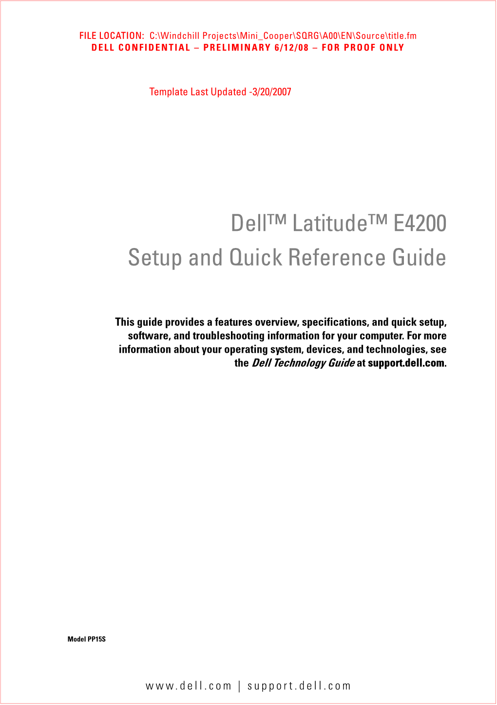 Dell™ Latitude™ E4200 Setup and Quick Reference Guide