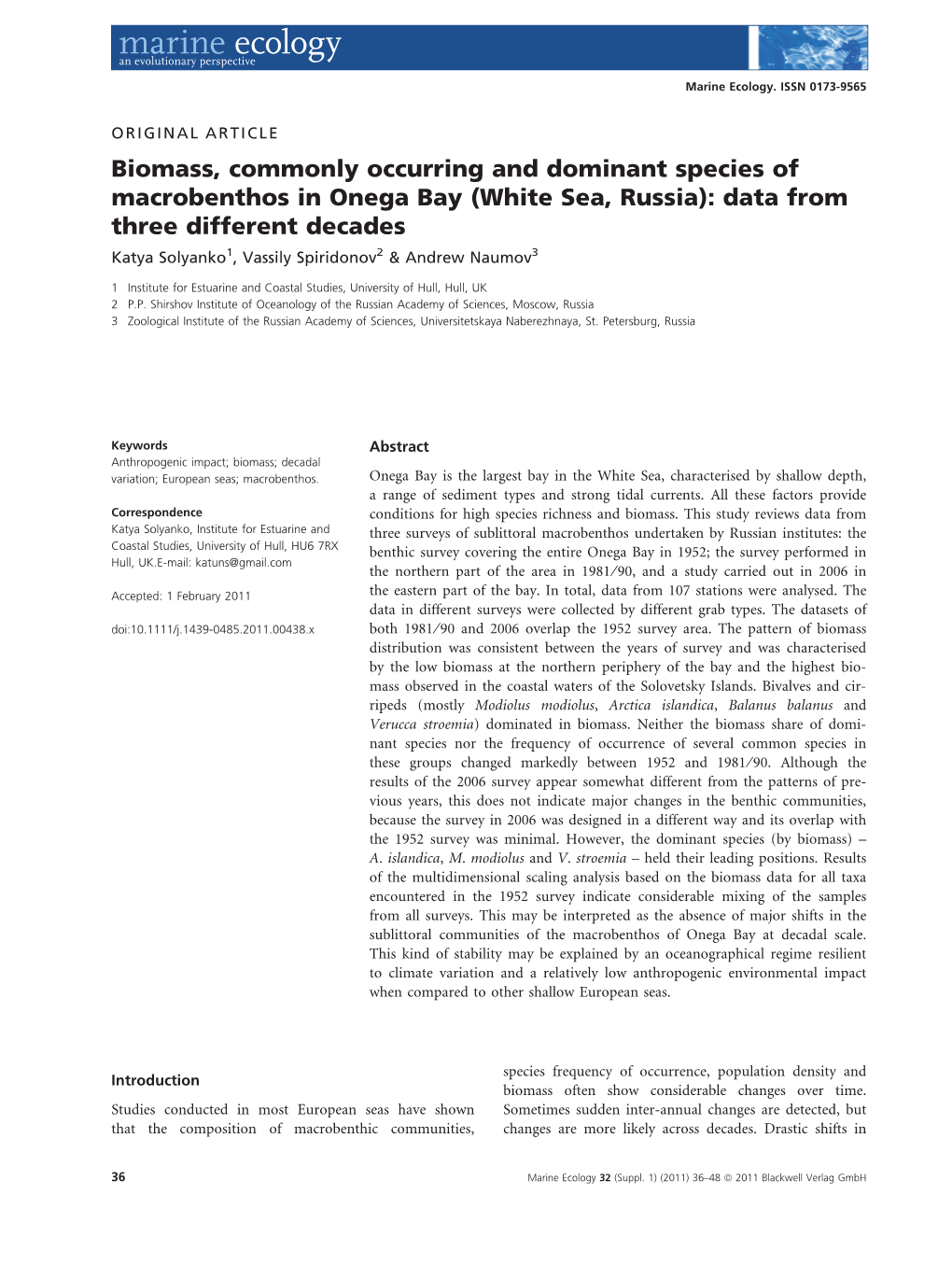 Biomass, Commonly Occurring and Dominant Species of Macrobenthos