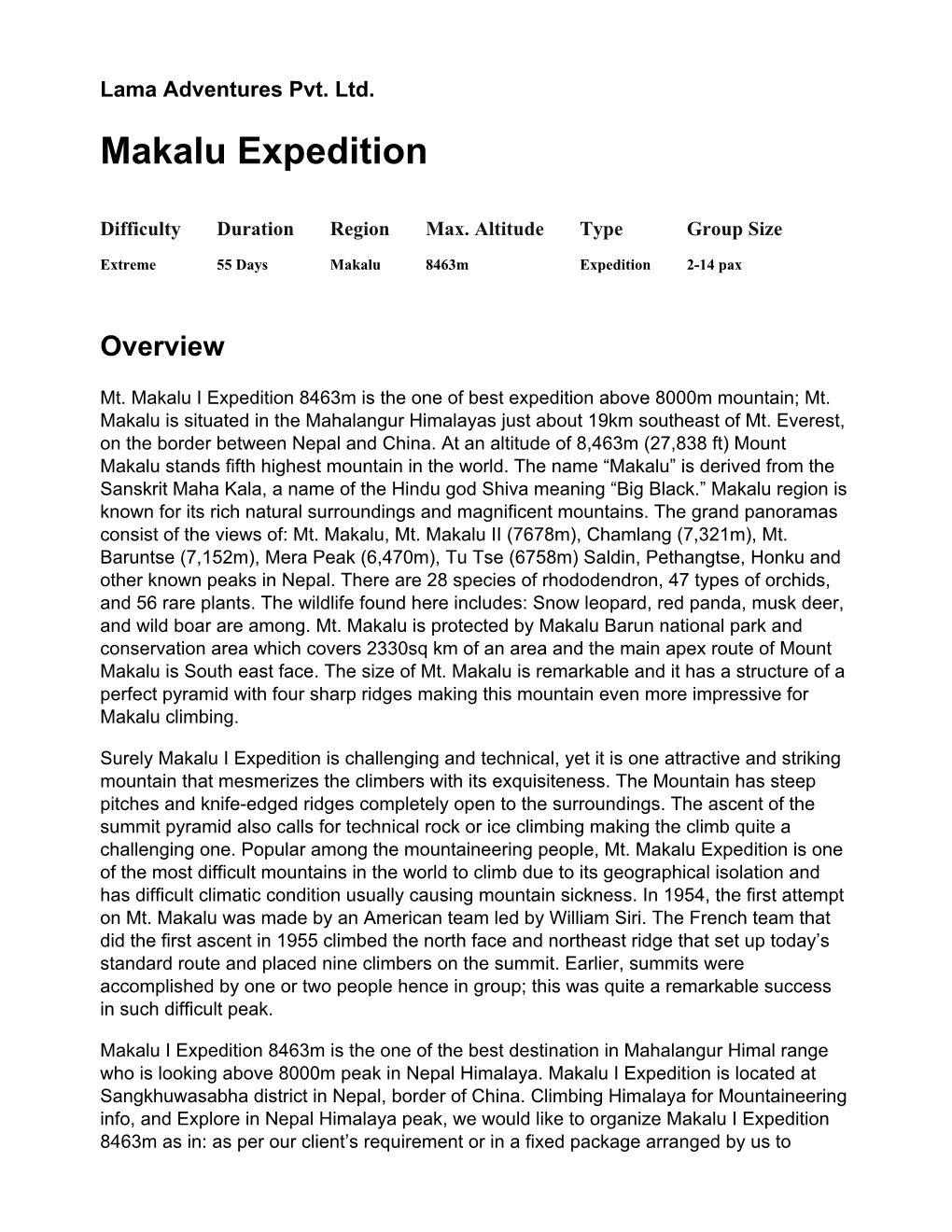 Makalu Expedition