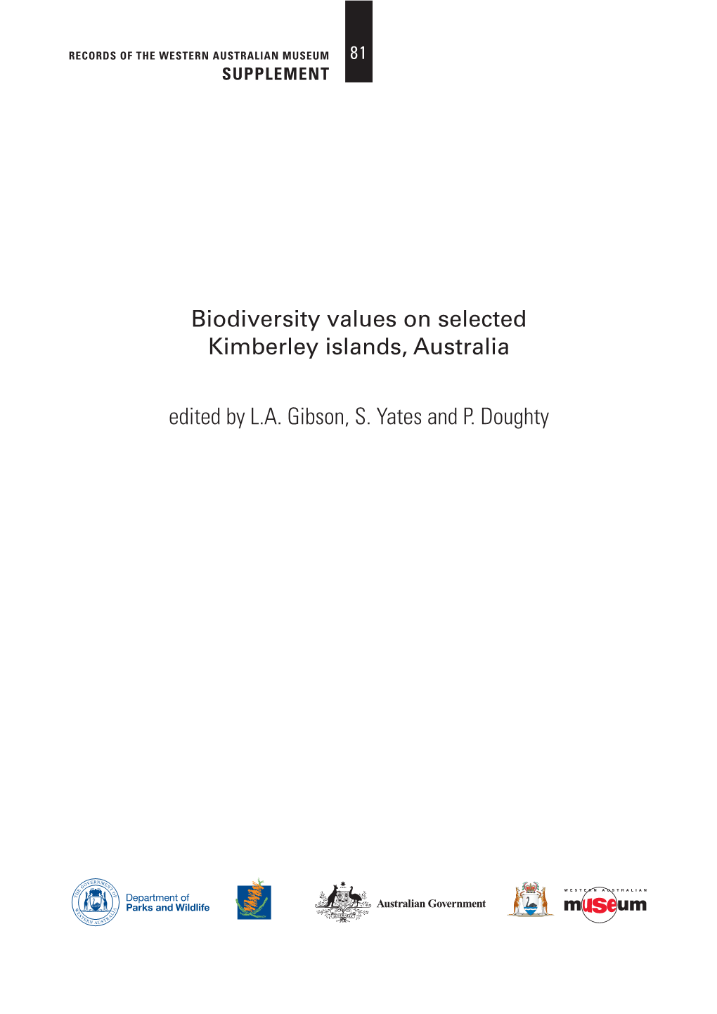 Biodiversity Values on Selected Kimberley Islands, Australia Edited