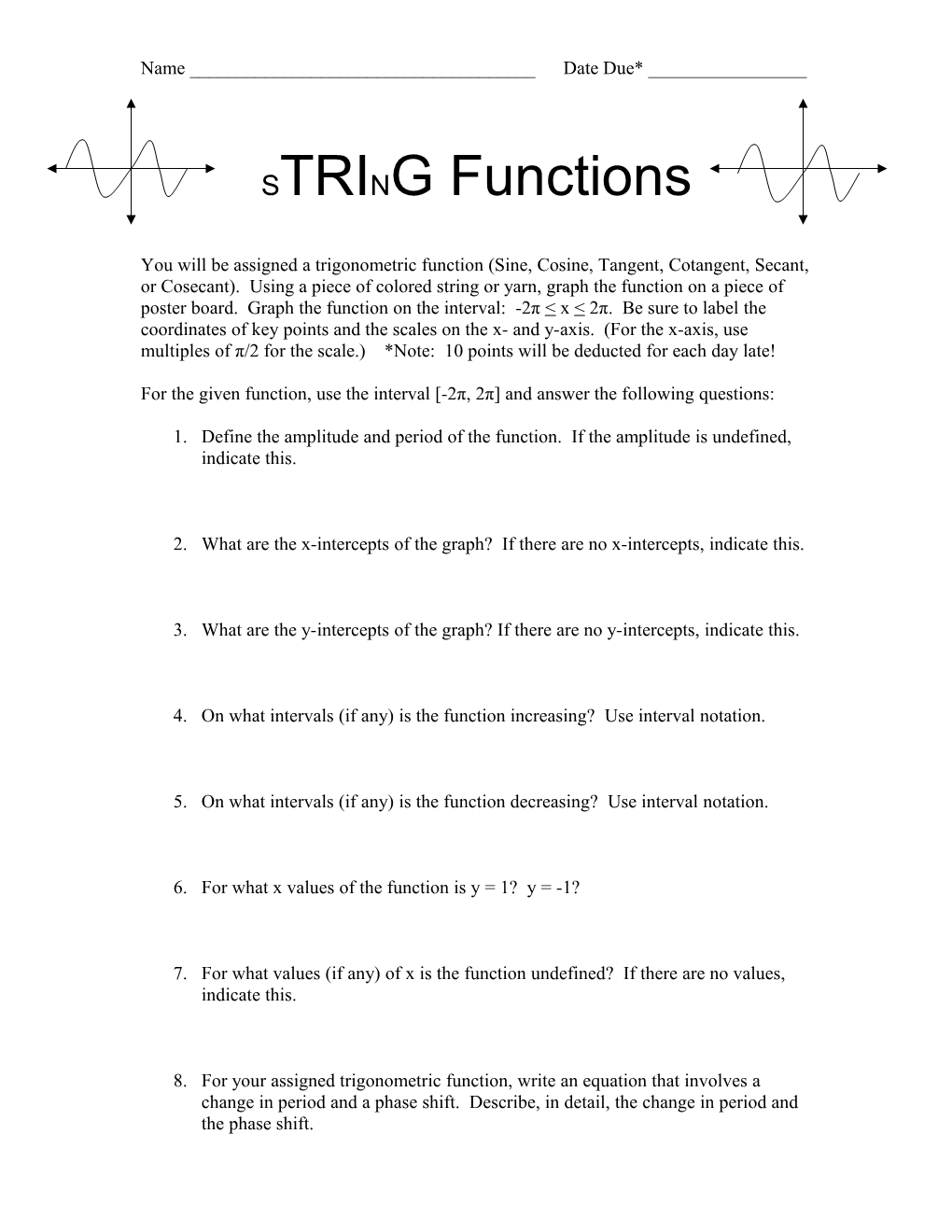 For the Given Function, Use the Interval -2Π, 2Π and Answer the Following Questions