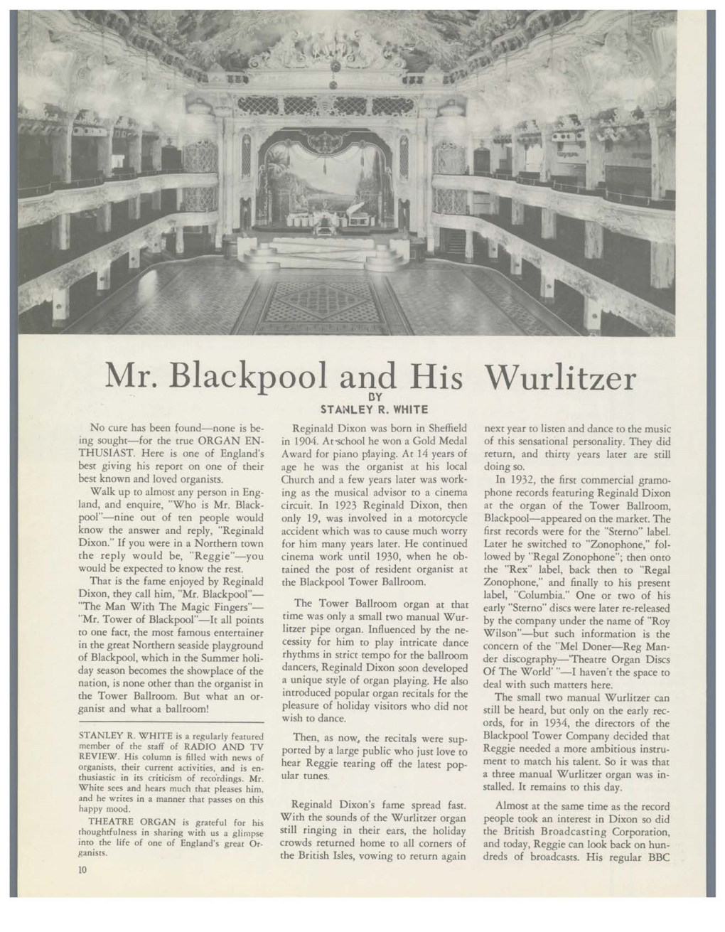 Mr. Blackpool and His Wurlitzer · OY STANLEY R