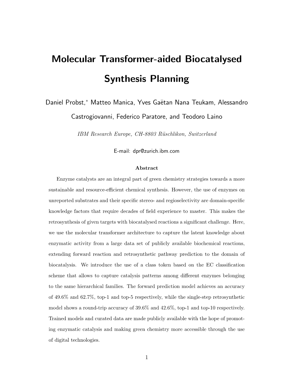 Molecular Transformer-Aided Biocatalysed Synthesis Planning