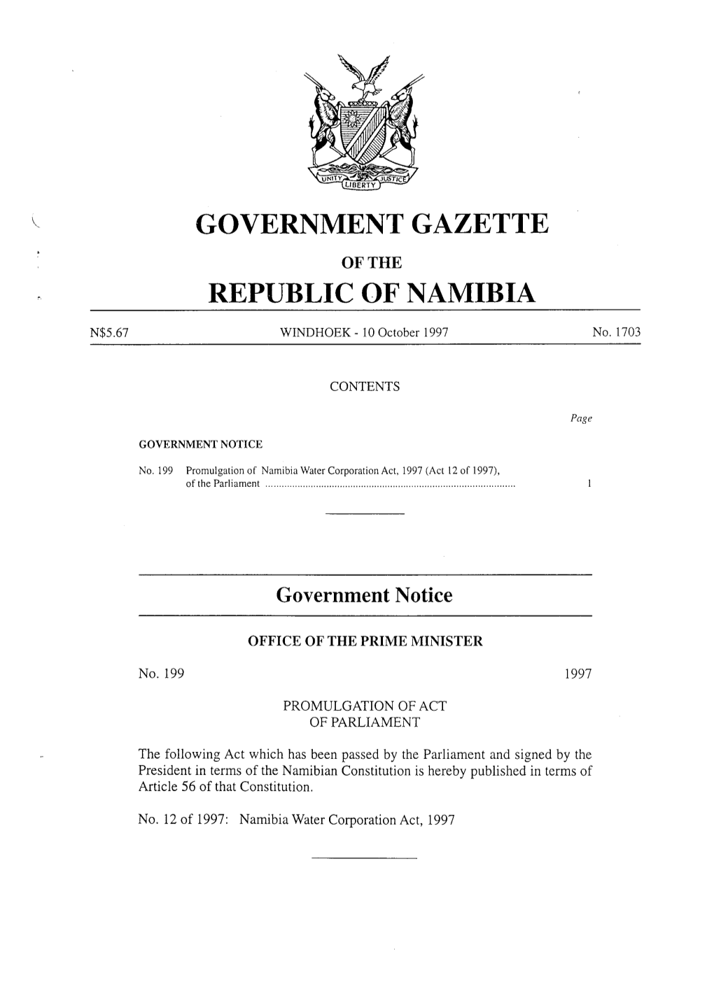 Government Gazette Republic of Namibia