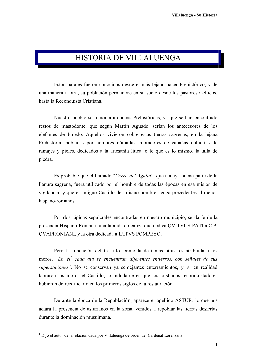 Historia De Villaluenga