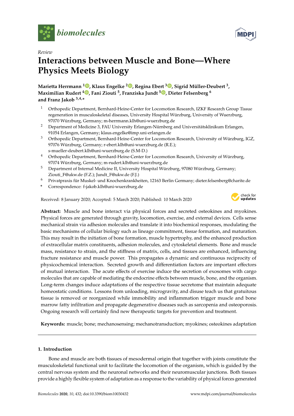 Article Interactions Between Muscle and Bone—Where