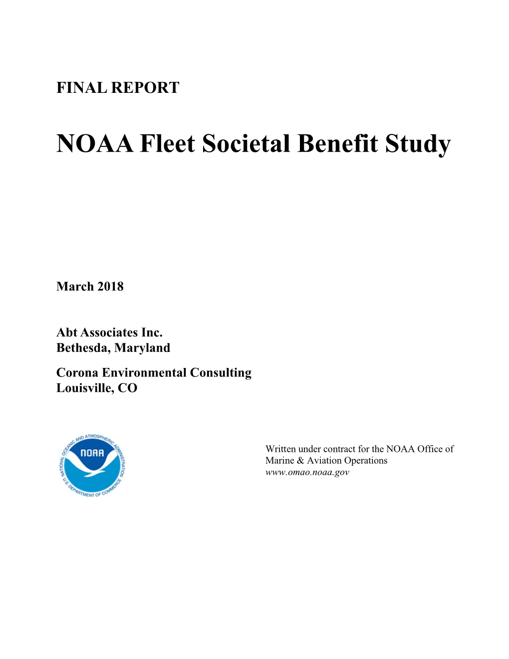 NOAA Fleet Societal Benefit Study