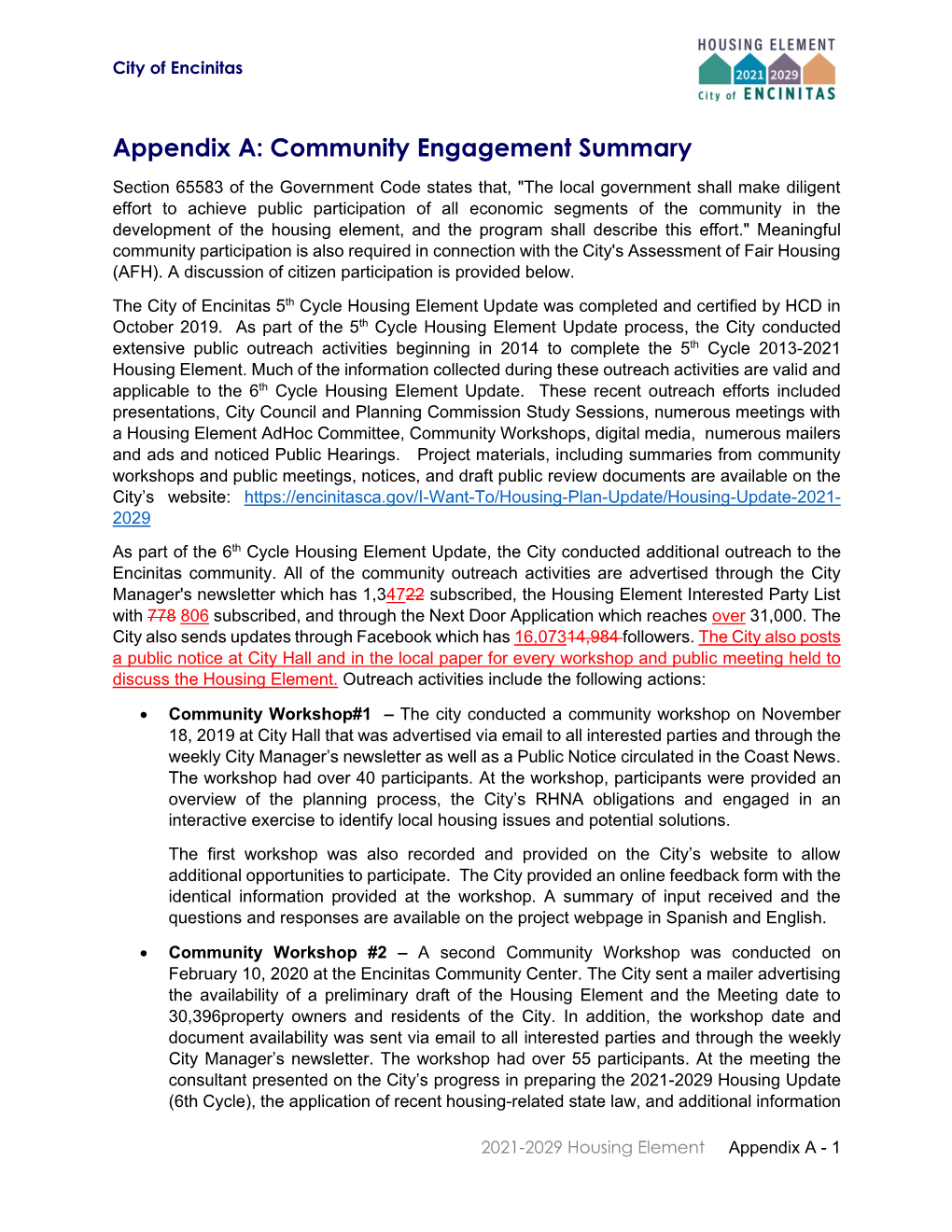 Appendix A: Community Engagement Summary