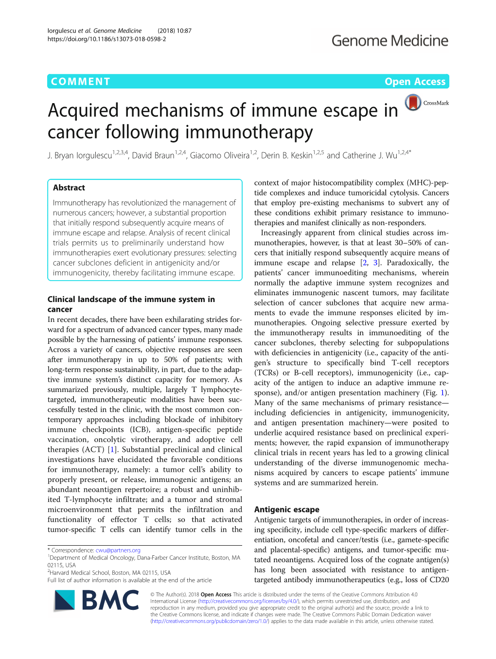 Acquired Mechanisms of Immune Escape in Cancer Following Immunotherapy J