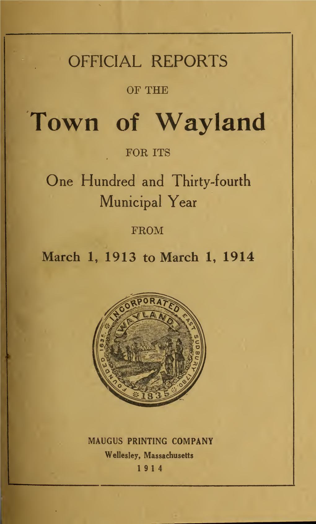 Official Reports of the Town of Wayland