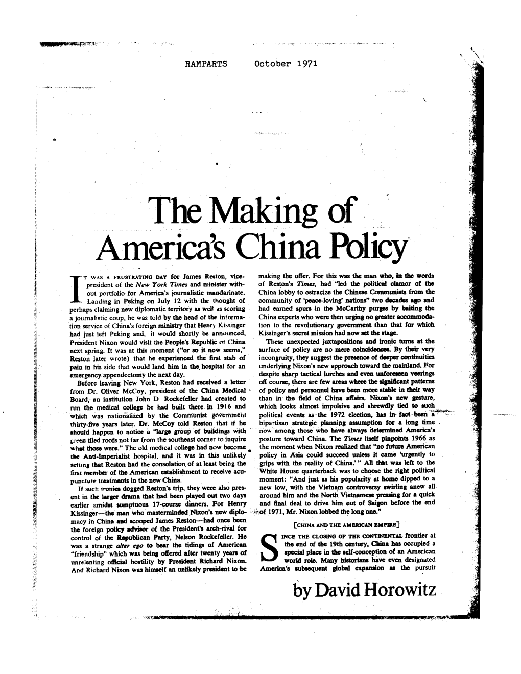 The Making of America's China Policy