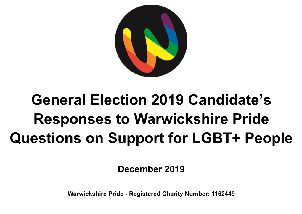 General Election 2019 Candidate's Responses to Warwickshire Pride