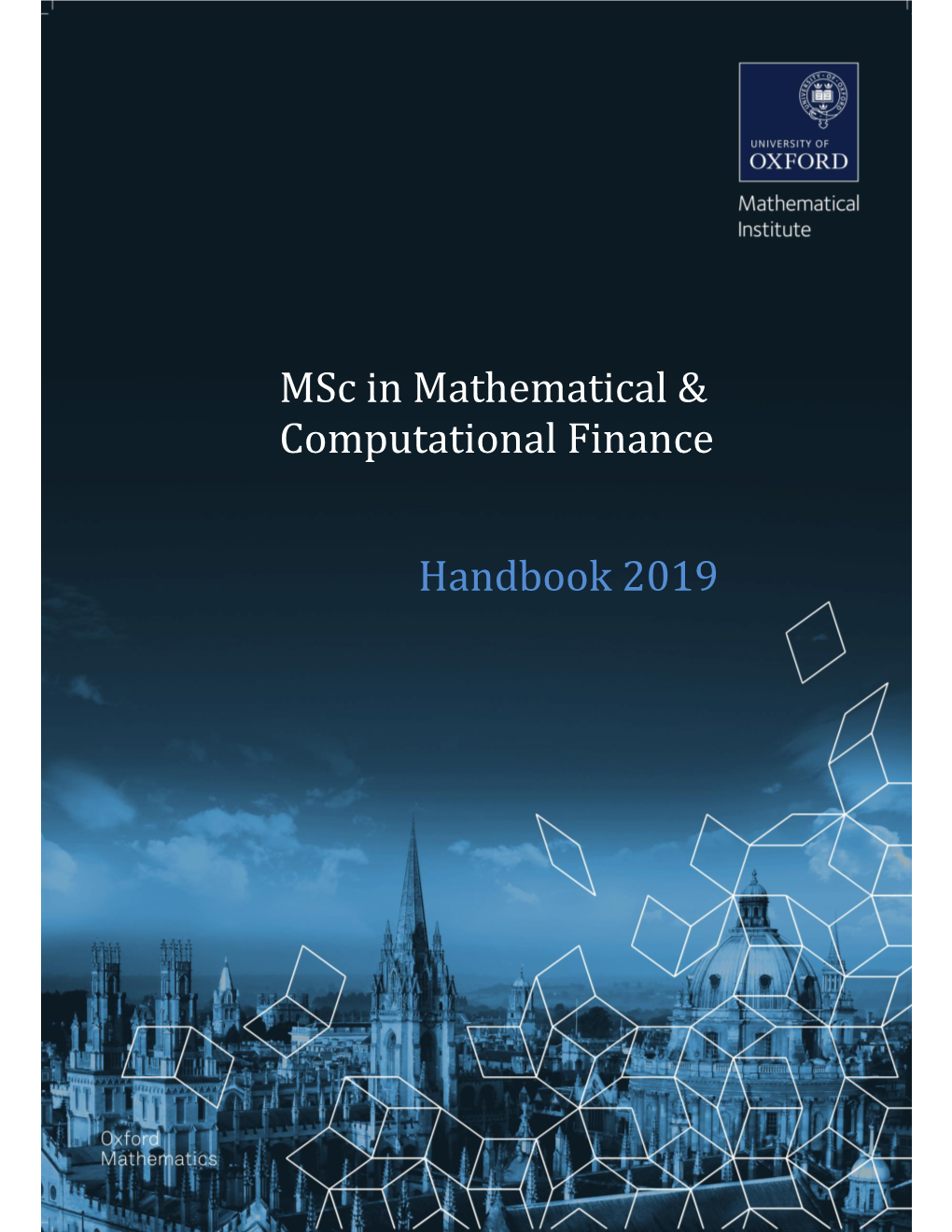 Msc in Mathematical & Computational Finance Handbook 2019