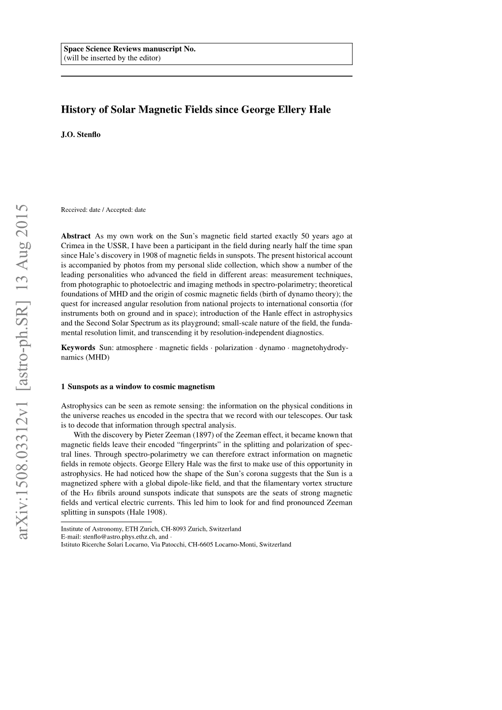 Arxiv:1508.03312V1 [Astro-Ph.SR] 13 Aug 2015