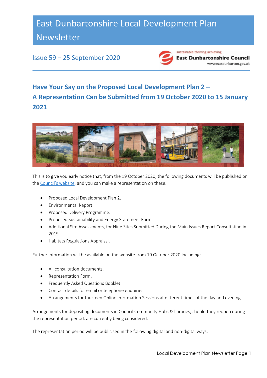 East Dunbartonshire Local Development Plan Newsletter