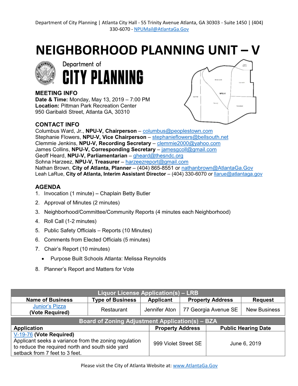 Neighborhood Planning Unit – V