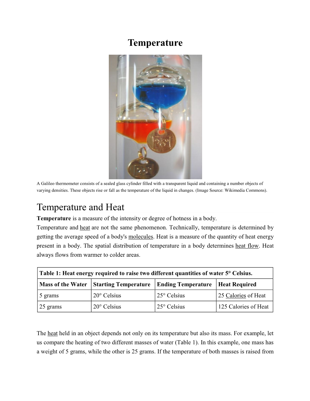 Temperature Temperature and Heat