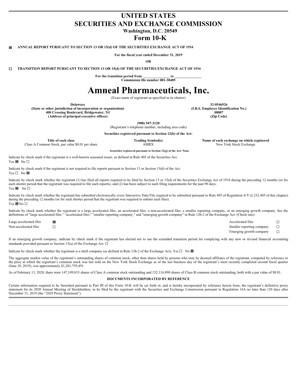 Amneal Pharmaceuticals, Inc. (Exact Name of Registrant As Specified in Its Charter)