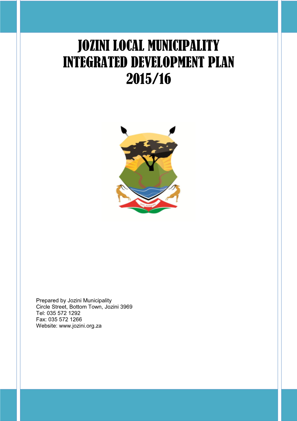 Jozini Municipality Idp 2015/16