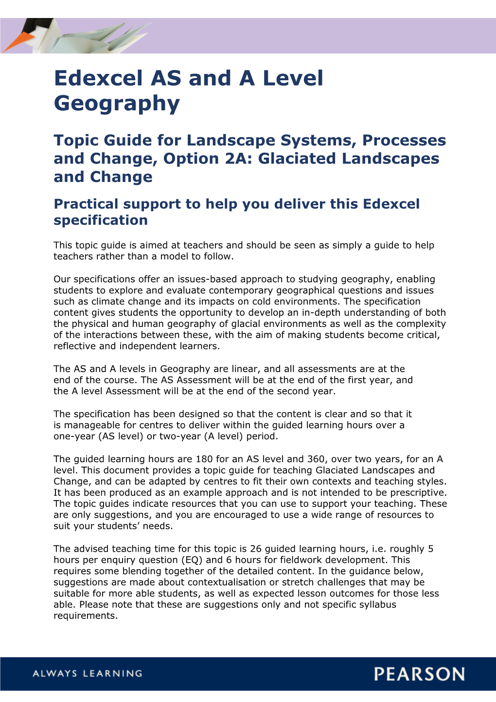 Edexcel AS and a Level Geography