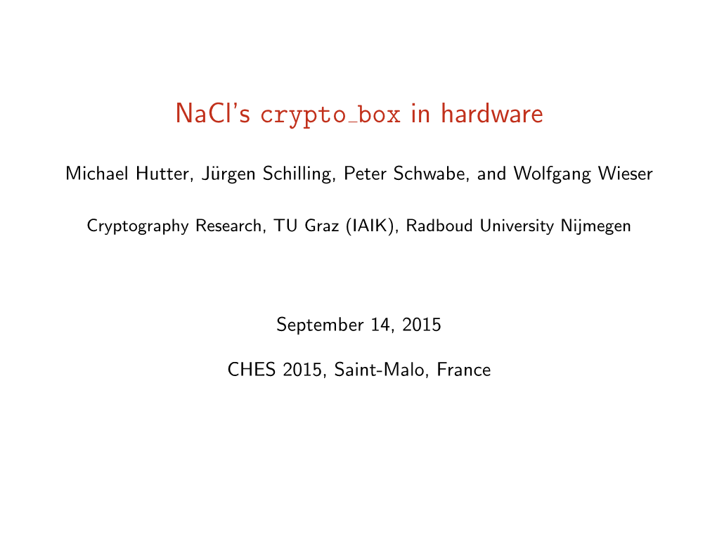 Nacl's Crypto Box in Hardware