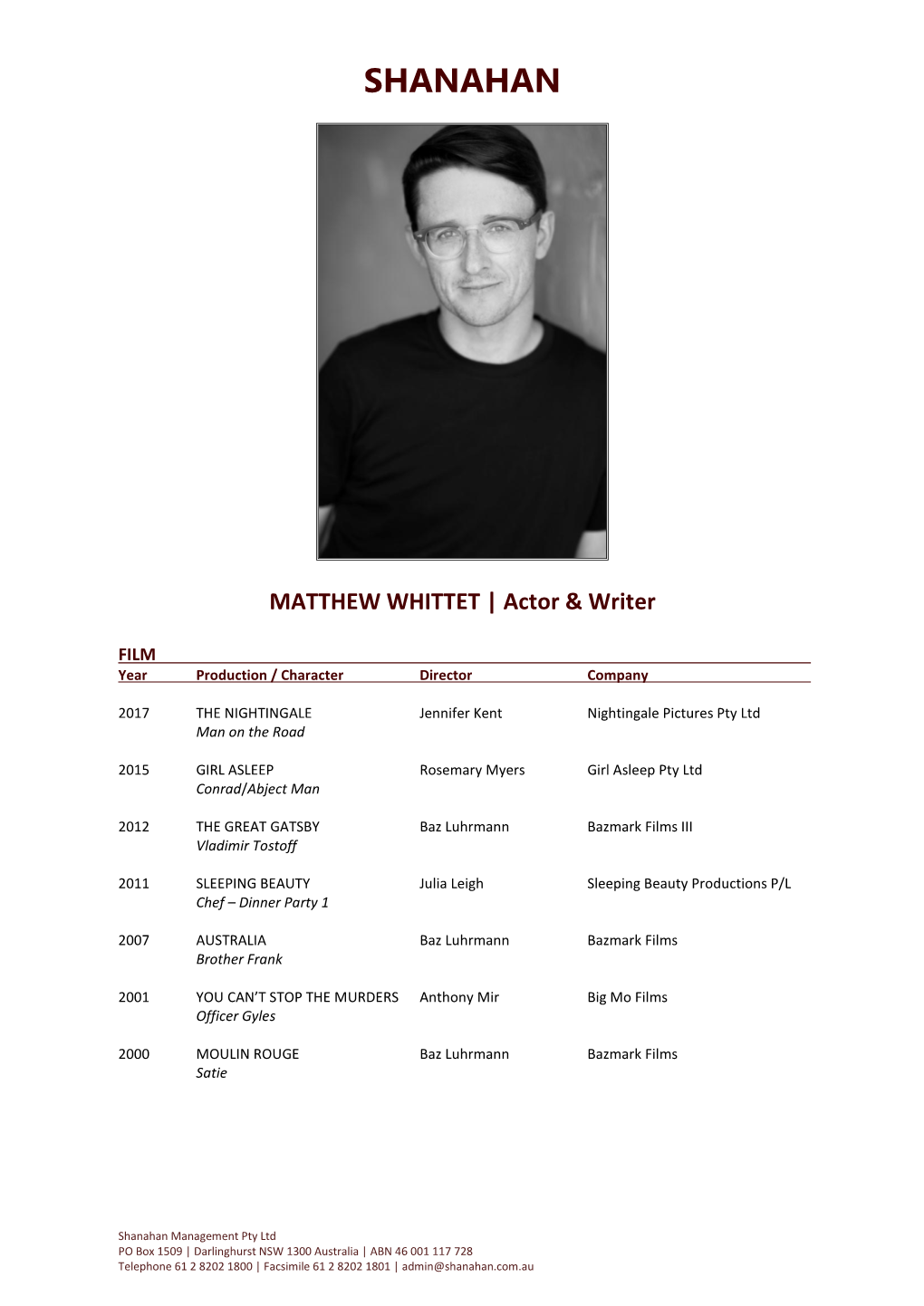 Matthew Whittet CV