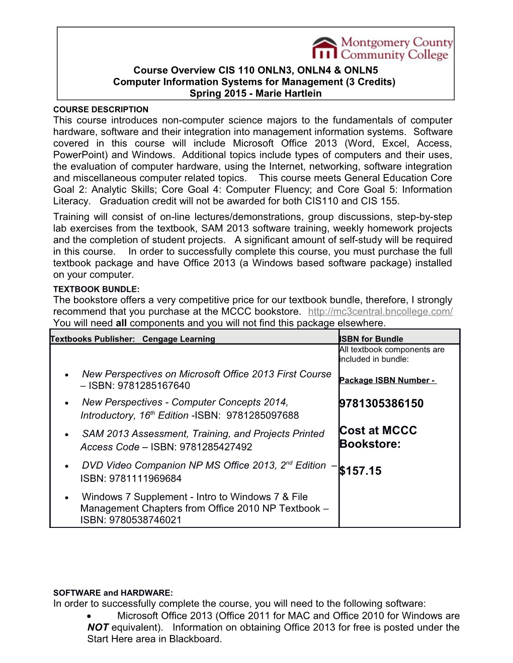 CIS110 - Computer Information Systems For Management