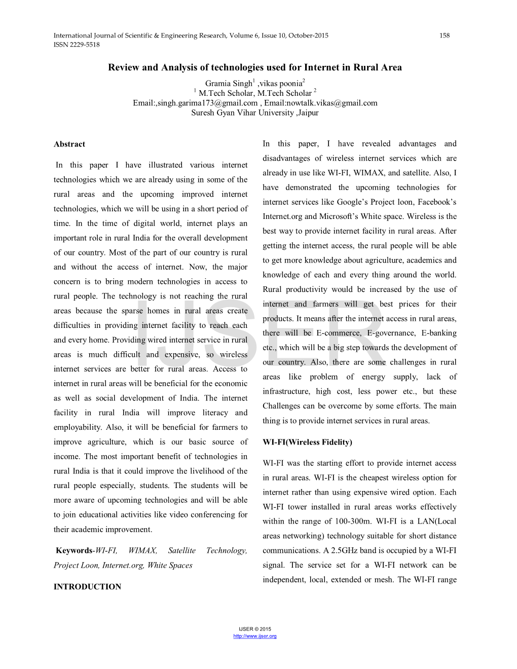 Review and Analysis of Technologies Used for Internet in Rural Area