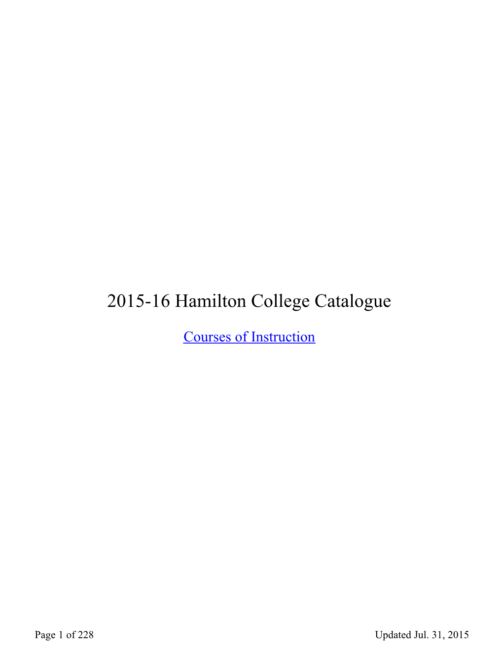 2015-16 Hamilton College Catalogue