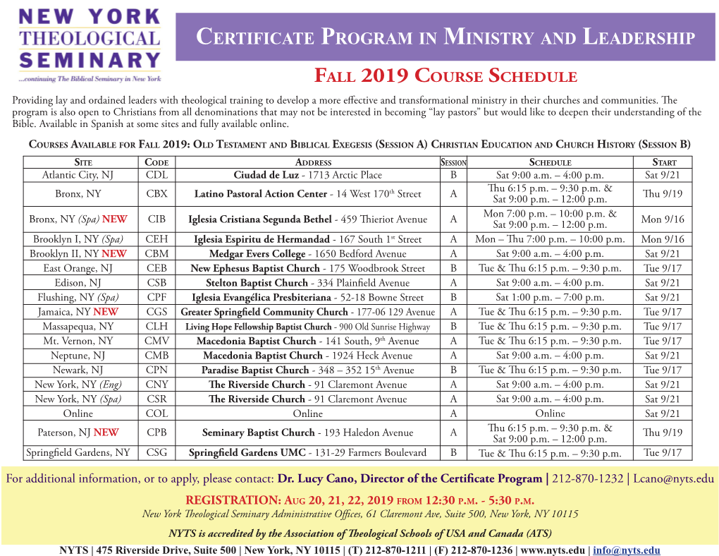 Certificate Program in Ministry and Leadership