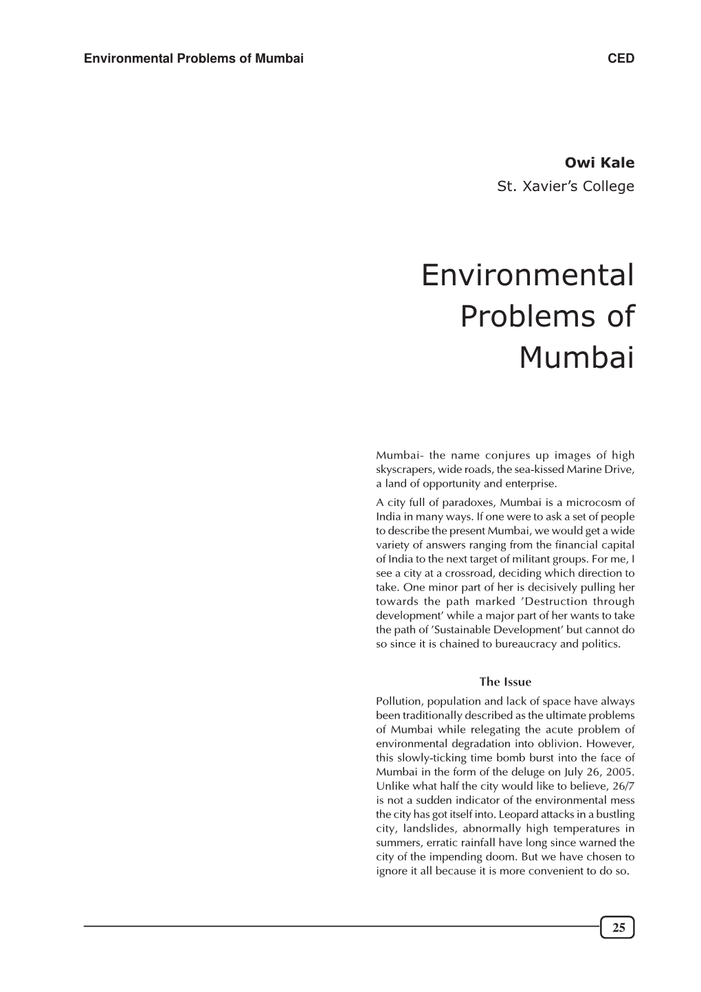 Environmental Problems of Mumbai CED