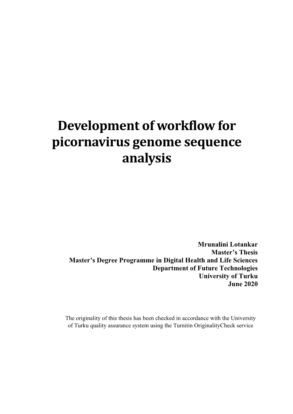 Development of Workflow for Picornavirus Genome Sequence Analysis