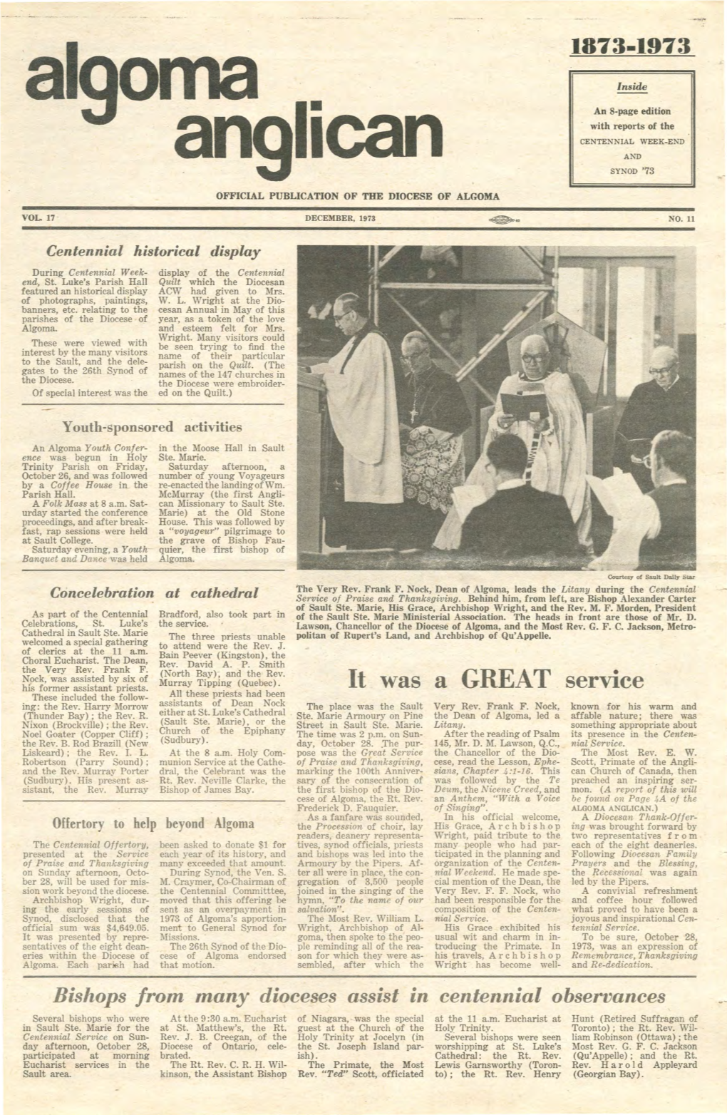 Ition - with Reports of the CENTENNIAL WEEK-END and SYNOD '73