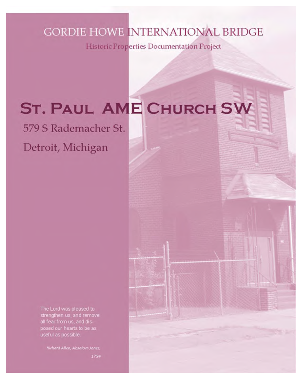 Historic Properties Documentation – St. Paul AME Church