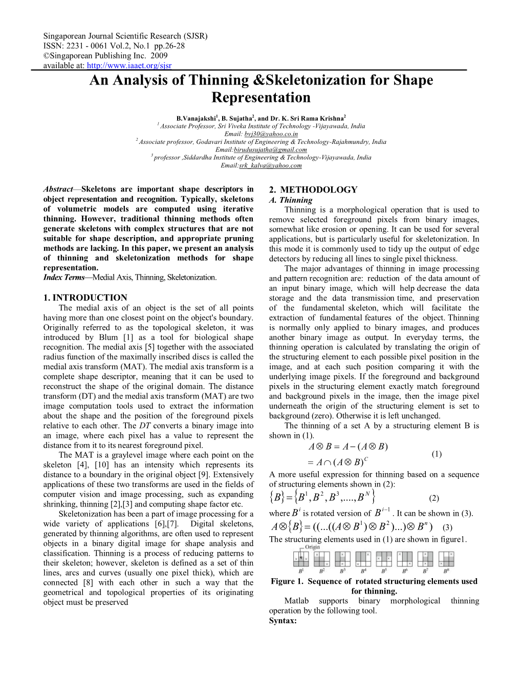 An Analysis of Thinning &Skeletonization for Shape