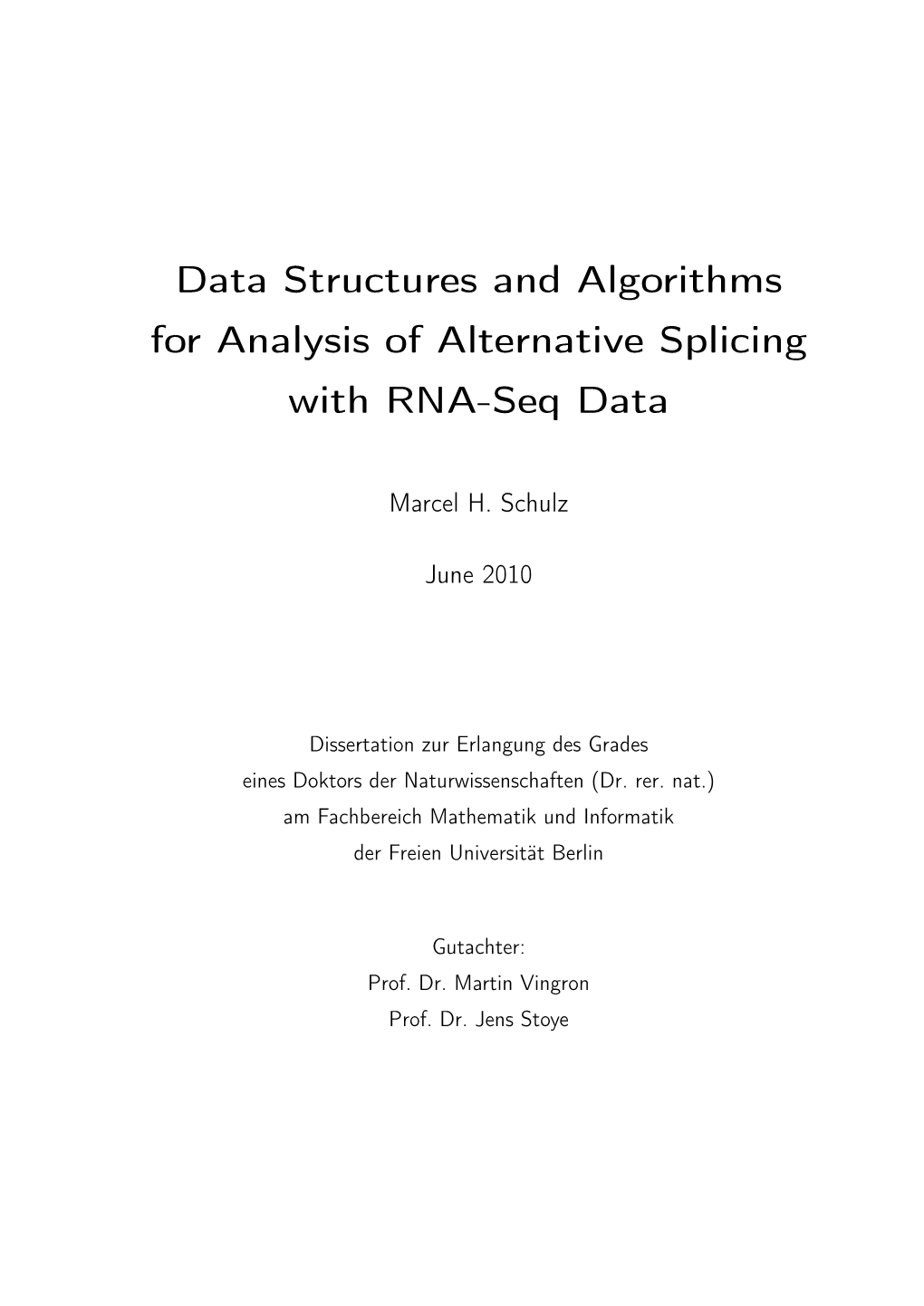 Data Structures and Algorithms for Analysis of Alternative Splicing with RNA-Seq Data