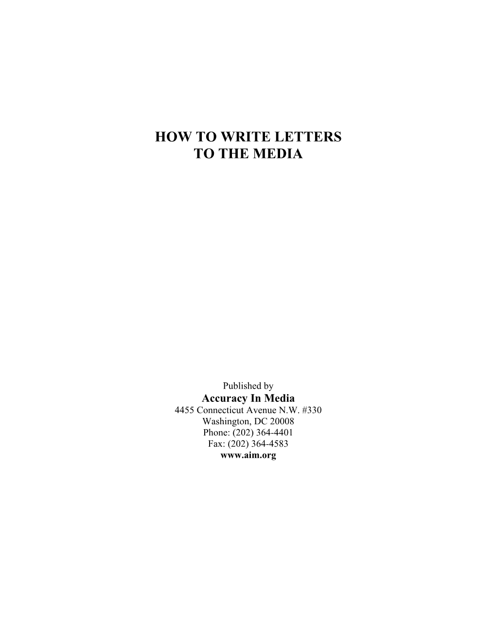 How to Write Letters to the Media