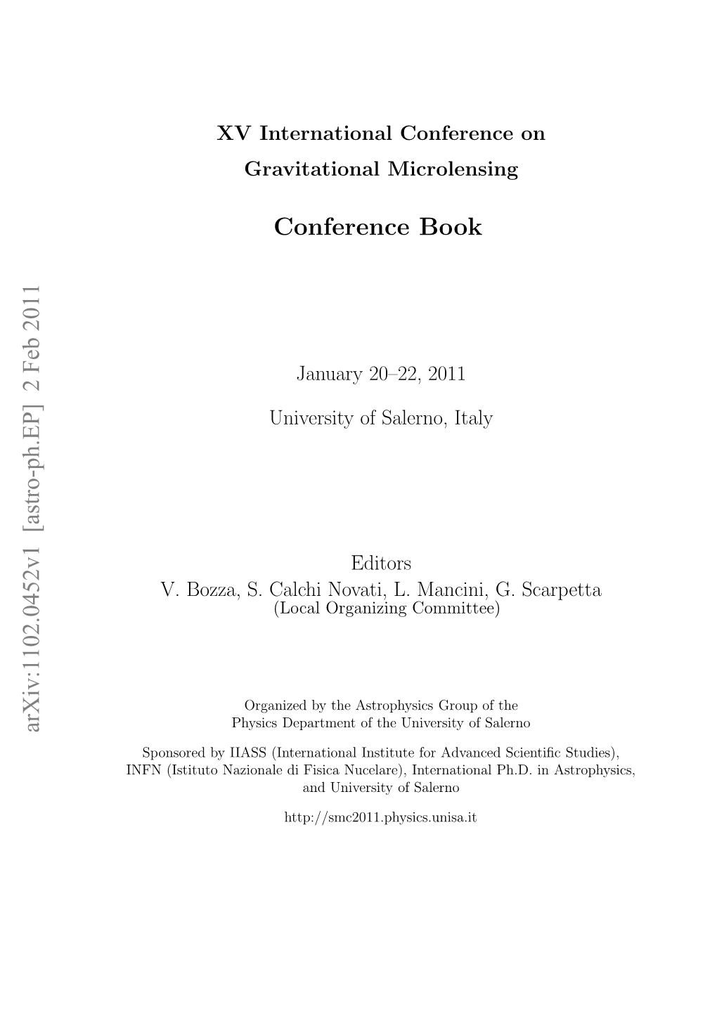 Arxiv:1102.0452V1 [Astro-Ph.EP] 2 Feb 2011 Conference Book