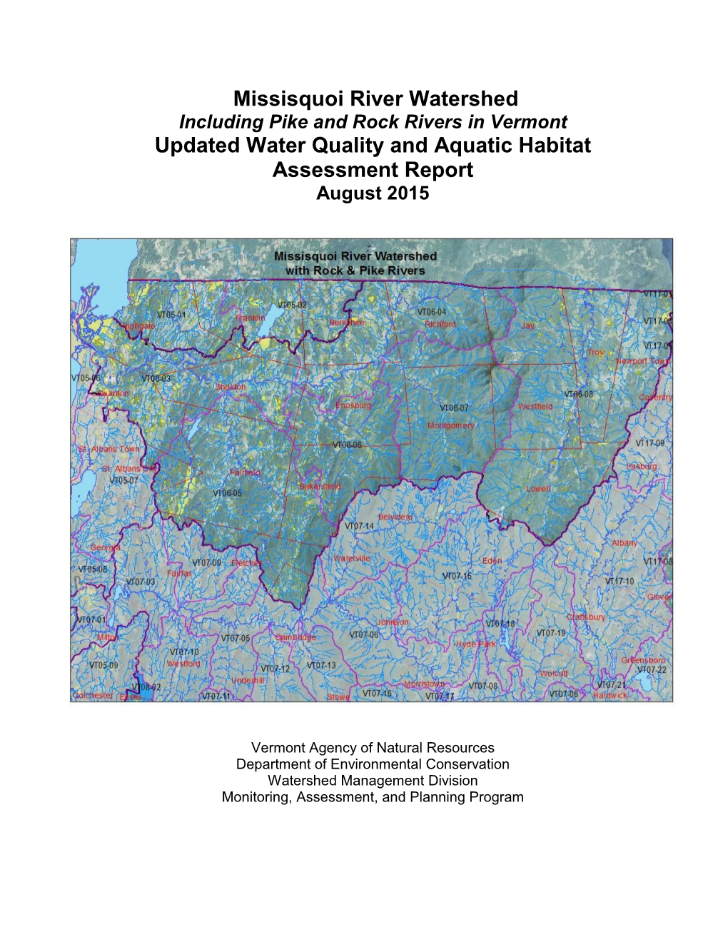 Missisquoi River Watershed Updated Water Quality And