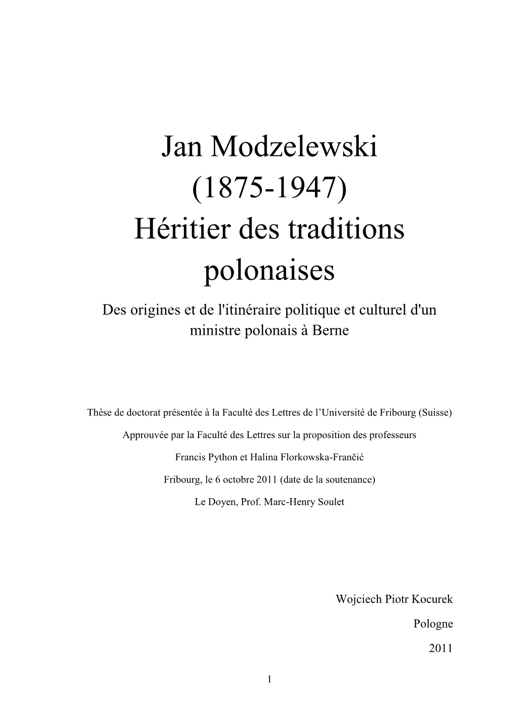 Jan Modzelewski (1875-1947) Héritier Des Traditions Polonaises