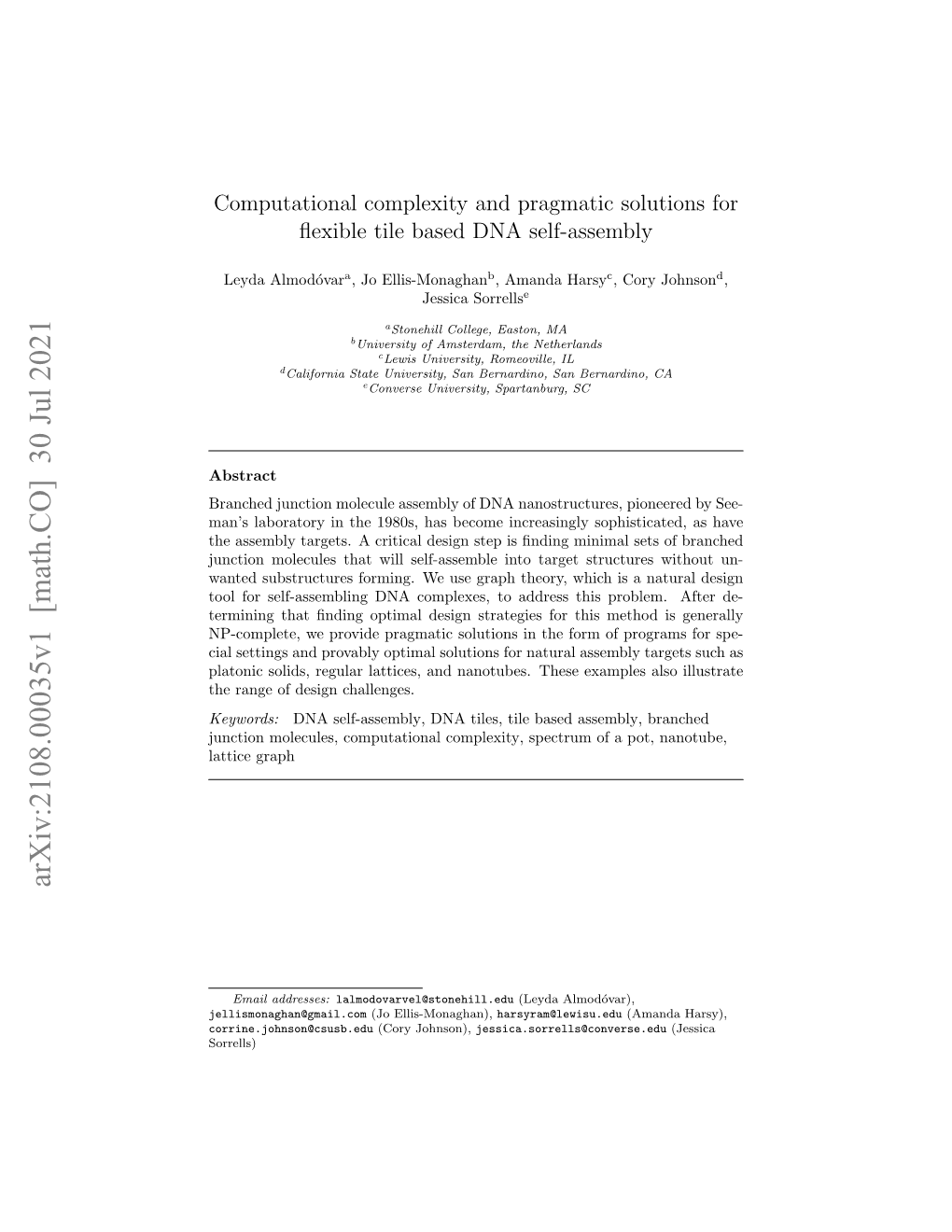 Arxiv:2108.00035V1 [Math.CO] 30 Jul 2021