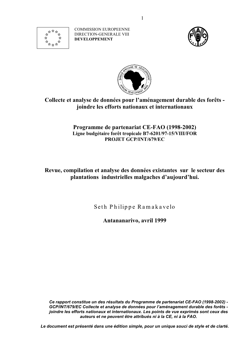 Ec Fao Partnership Programme ( 1998