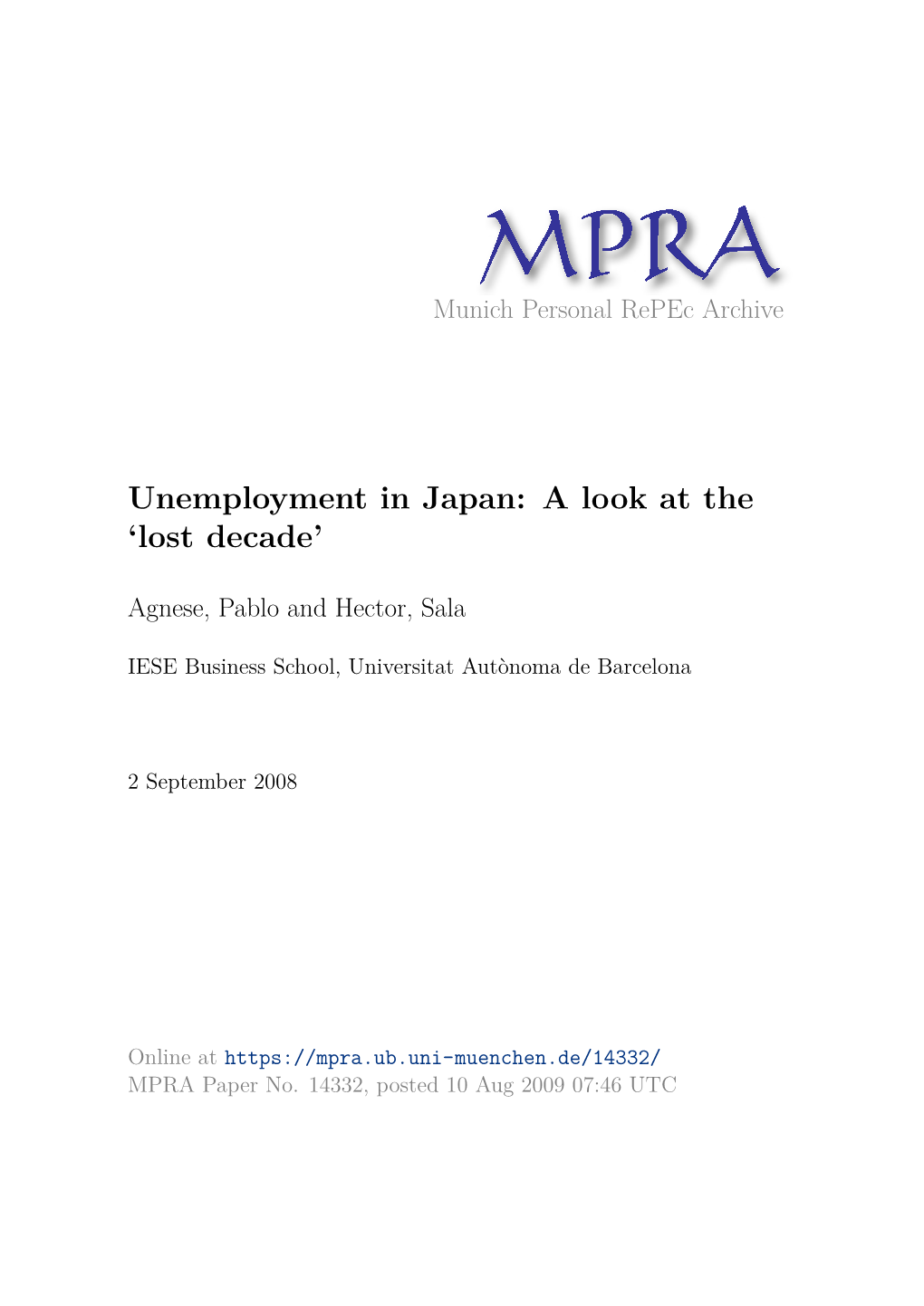 Unemployment in Japan: a Look at the 'Lost Decade'