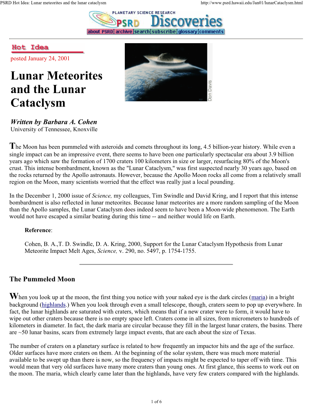 Lunar Meteorites and the Lunar Cataclysm